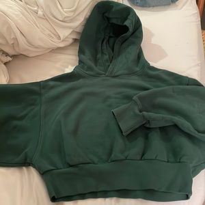 Aritzia tna cozy green cropped sweatshirt